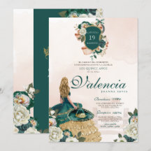 Escudo floral de oro verde elegante Charra Quincea