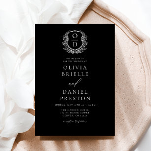 Invitación Escudo floral formal moderno Monograma Boda