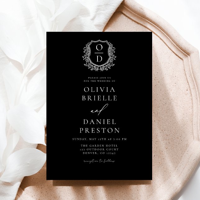 Invitación Escudo floral formal moderno Monograma Boda (Subido por el creador)