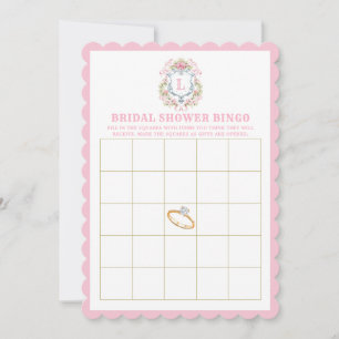 Invitación Escudo floral   Juego de Bingo Bridal Shower