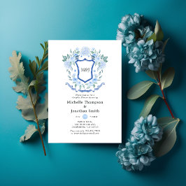 Invitación Escudo Floral Monograma Ducha Parejas