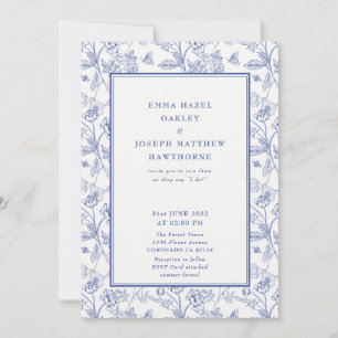 Invitación Escudo floral real vintage Boda azul pastel