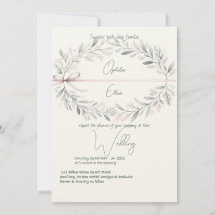 Invitación Escudo floral Shabby Chic Typography boda