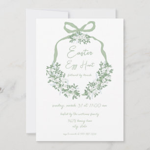 Invitación Escudo floral verde Semana Santa Cacería de Huevos