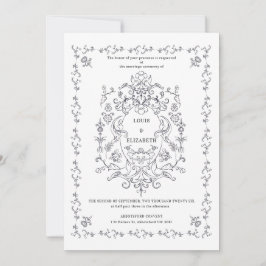 Invitación Escudo floral vintage ornamento borde romántico