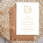 Invitación Escudo formal Boda Monograma dorado<br><div class="desc">Escudo formal y elegante monograma falso guión oro invitación a la boda.</div>