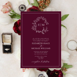 Invitación Escudo formal de Borgoña  Monograma Boda
