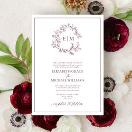 Invitación Escudo formal de Borgoña  Monograma Boda
