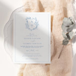 Invitación Escudo formal Dusty Blue Monograma Boda<br><div class="desc">Monograma formal y elegante escudo polvorienta invitación a la boda azul.</div>