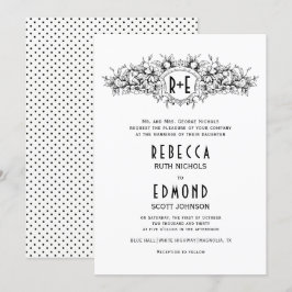 Invitación Escudo heráldico de época con boda de iniciales