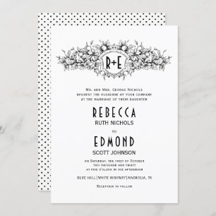 Invitación Escudo heráldico de época con boda de iniciales