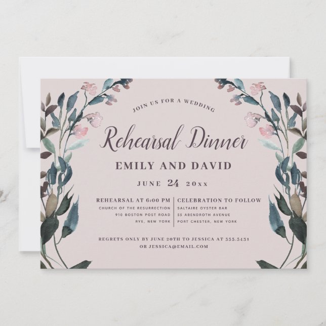 Invitación Escudo Jardín Mauve Purple Floral Boda ensayo (Anverso)