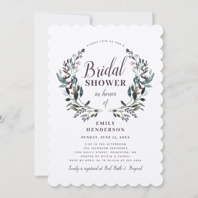 Invitación Escudo Jardín Rustic Kraft Floral Bridal Shower (Anverso)