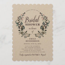 Invitación Escudo Jardín Rustic Kraft Floral Bridal Shower