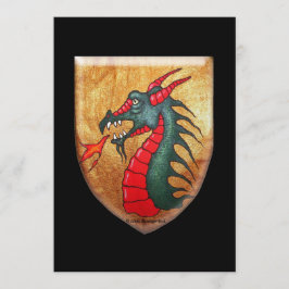 Invitación Escudo medieval del dragón verde