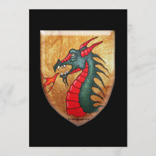Invitación Escudo medieval del dragón verde