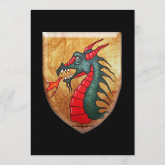 Invitación Escudo medieval del dragón verde