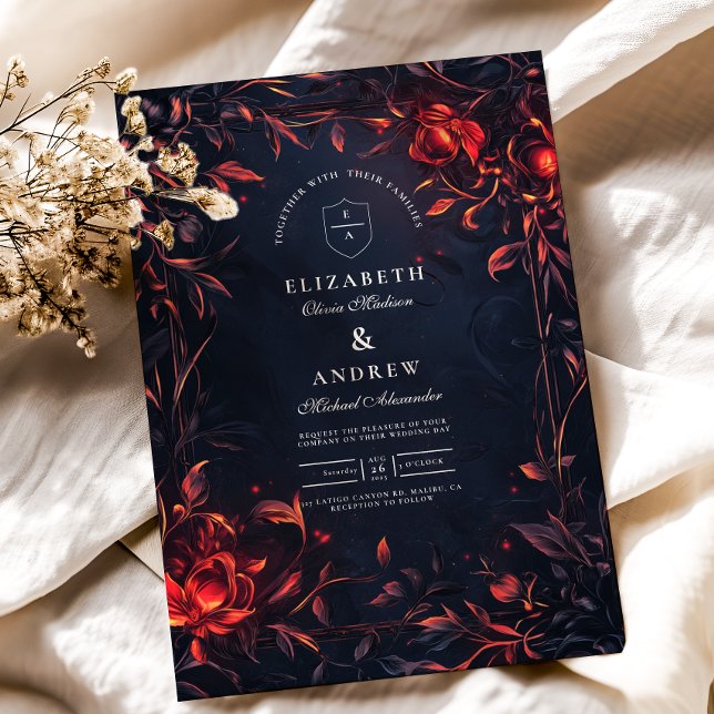 Invitación Escudo Monograma Boda floral Art Nouveau (Subido por el creador)