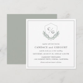 Invitación Escudo monograma con Boda de ramas de oliva