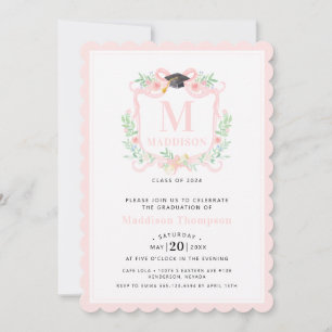 Invitación Escudo Monograma de Graduación de Cinta de Coquett