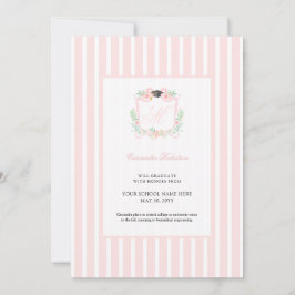 Invitación Escudo Monograma de Graduación de Cinta de Coquett