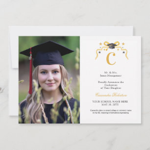 Invitación Escudo Monograma de Graduación de Cinta de Coquett