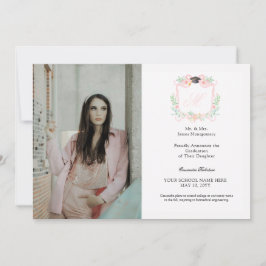 Invitación Escudo Monograma de Graduación de Cinta de Coquett