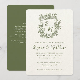 Invitación Escudo Oleícola Destilado A Mano Monograma Boda to