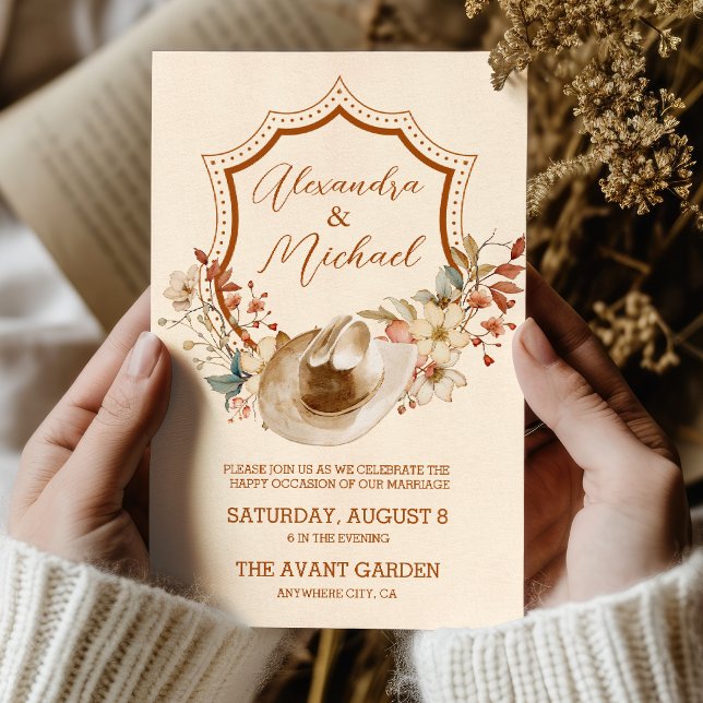 Invitación Escudo País Occidental Boda de Flores Bohemias (Subido por el creador)