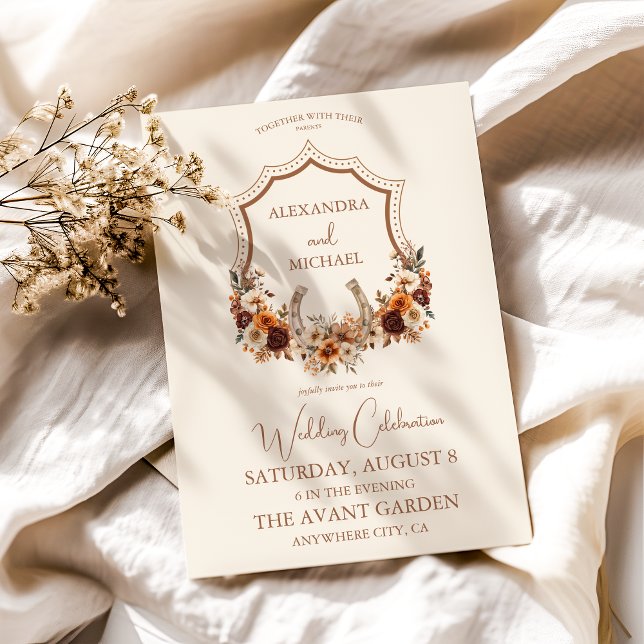 Invitación Escudo País Occidental Boda de Flores Bohemias (Subido por el creador)