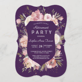 Invitación Escudo Peach Peonies Fiesta de Jubilación Pink Mor