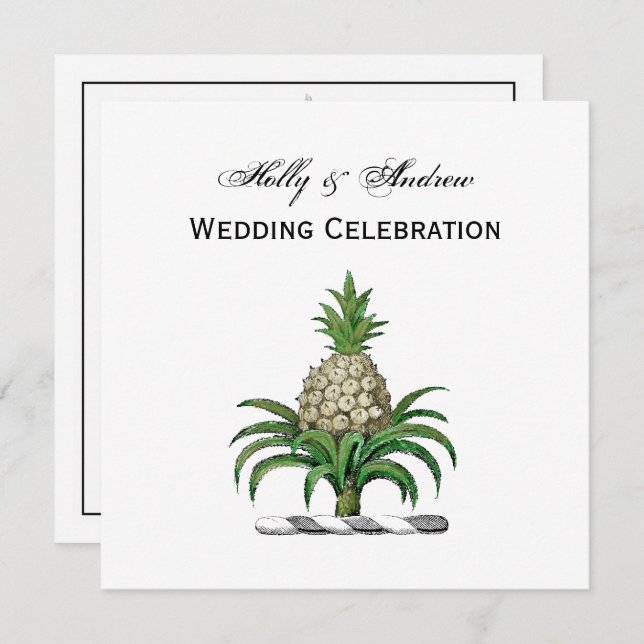 Invitación Escudo Preppy Heráldica de Cubierta de Piña (Anverso / Reverso)