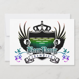 Invitación escudo real campeón del pong de cerveza