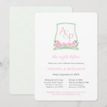 Escudo Rosa Y Verde Boda Ensayo Cena