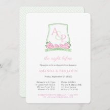 Escudo Rosa Y Verde Boda Ensayo Cena