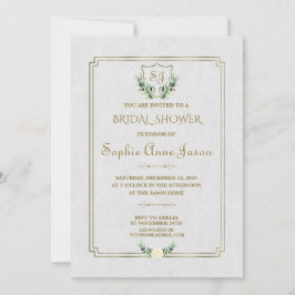 Invitación Escudo Royal Gold Greenery Floral Bridal Shower