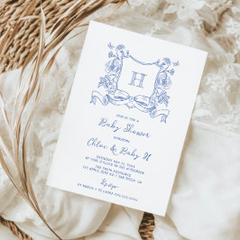 Invitación Escudo ruso de Chinoiserie Bow Floral Baby Shower