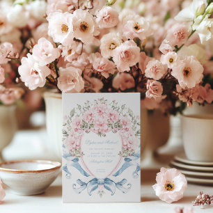 Invitación Escudo Sweet Cherry Blossom   Boda de monograma