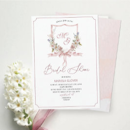 Invitación Escudos acuáticos Flores rosadas Ducha de novia