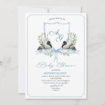 Escudos de acuarela Blue Duck Mallard Baby Shower
