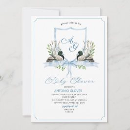 Invitación Escudos de acuarela Blue Duck Mallard Baby Shower
