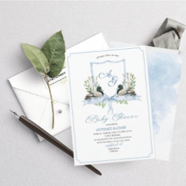 Invitación Escudos de acuarela Blue Duck Mallard Baby Shower