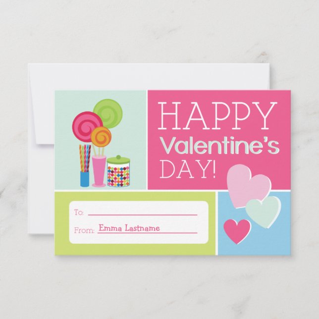 Invitación Escuela Candy & Hearts para niños / Salón de clase (Anverso)