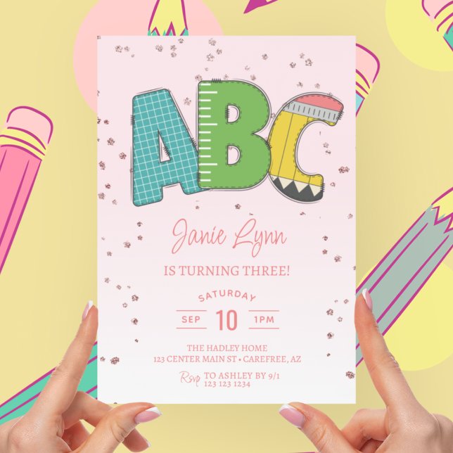 Invitación Escuela Cute ABC, tercera Fiesta de cumpleaños (Subido por el creador)