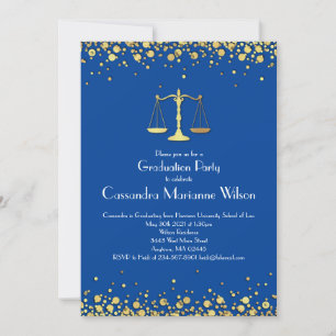 Invitación Escuela de Abogados Graduación Oro Azul