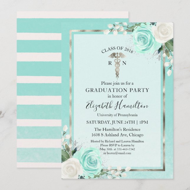 Invitación Escuela de Enfermería Médica Grad Fiesta Floral Ve (Anverso / Reverso)