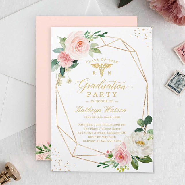 Invitación Escuela de Medicina Elegante Graduación Geométrica (Subido por el creador)