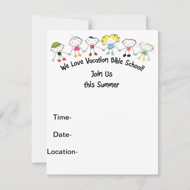 Invitación Escuela de Vacaciones Biblias (Anverso)