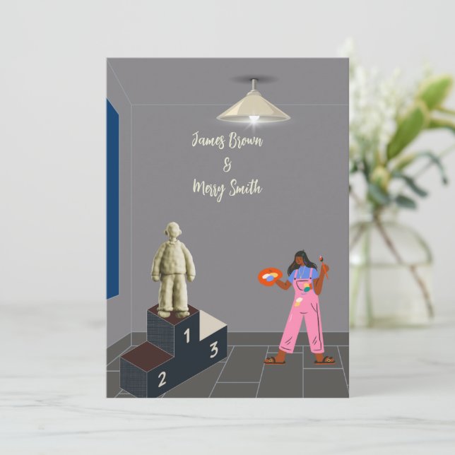 Invitación Esculpido por Love boda (Anverso de pie)