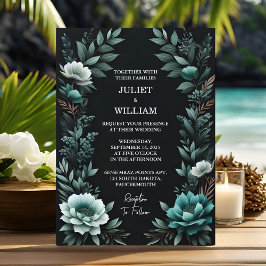 Invitación Ese Boda verde oscuro de la planta de los jardines